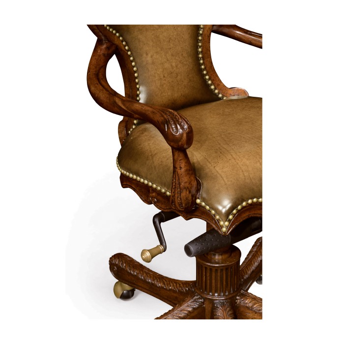 Double Lobed Shaped Mahogany Office Chair