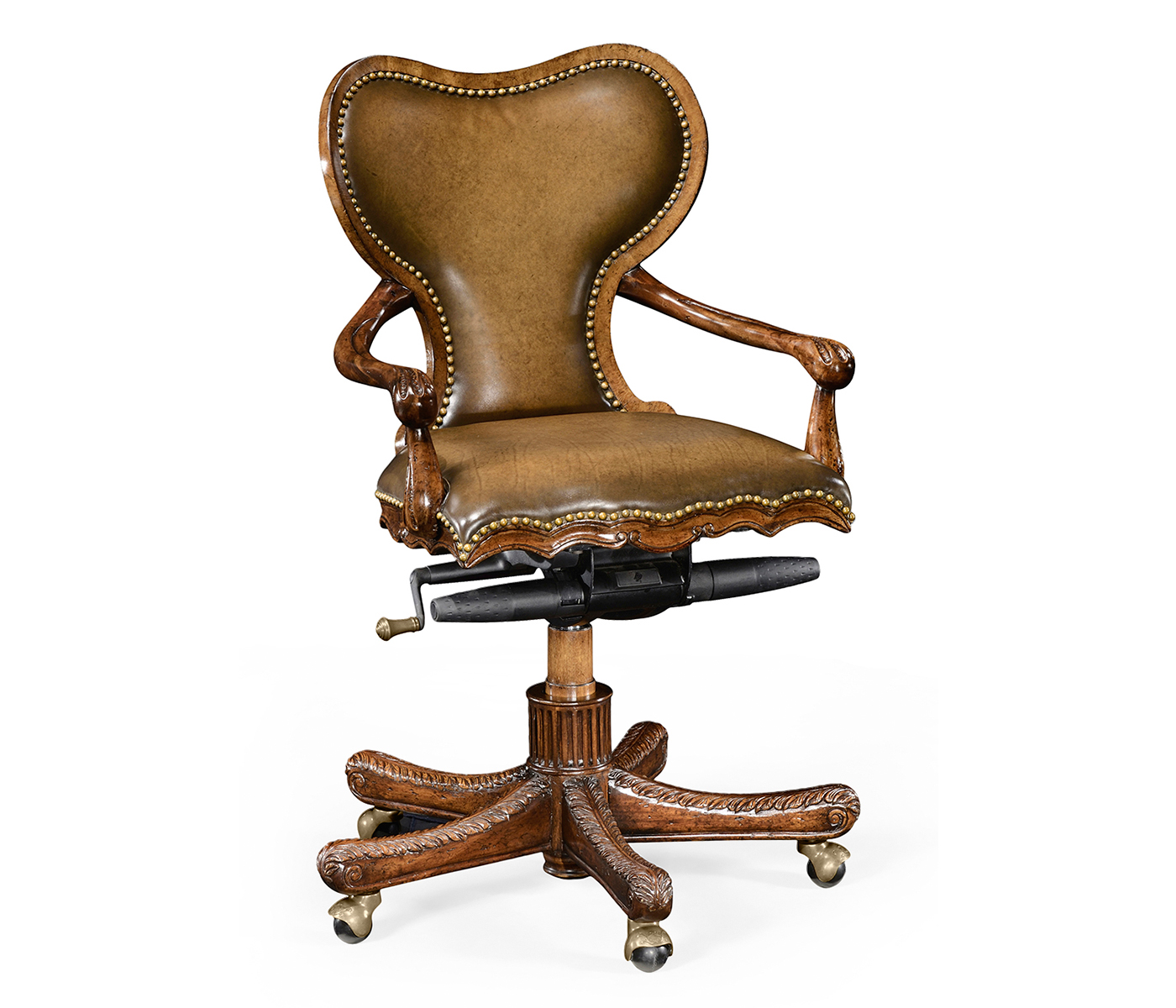 Double Lobed Shaped Mahogany Office Chair