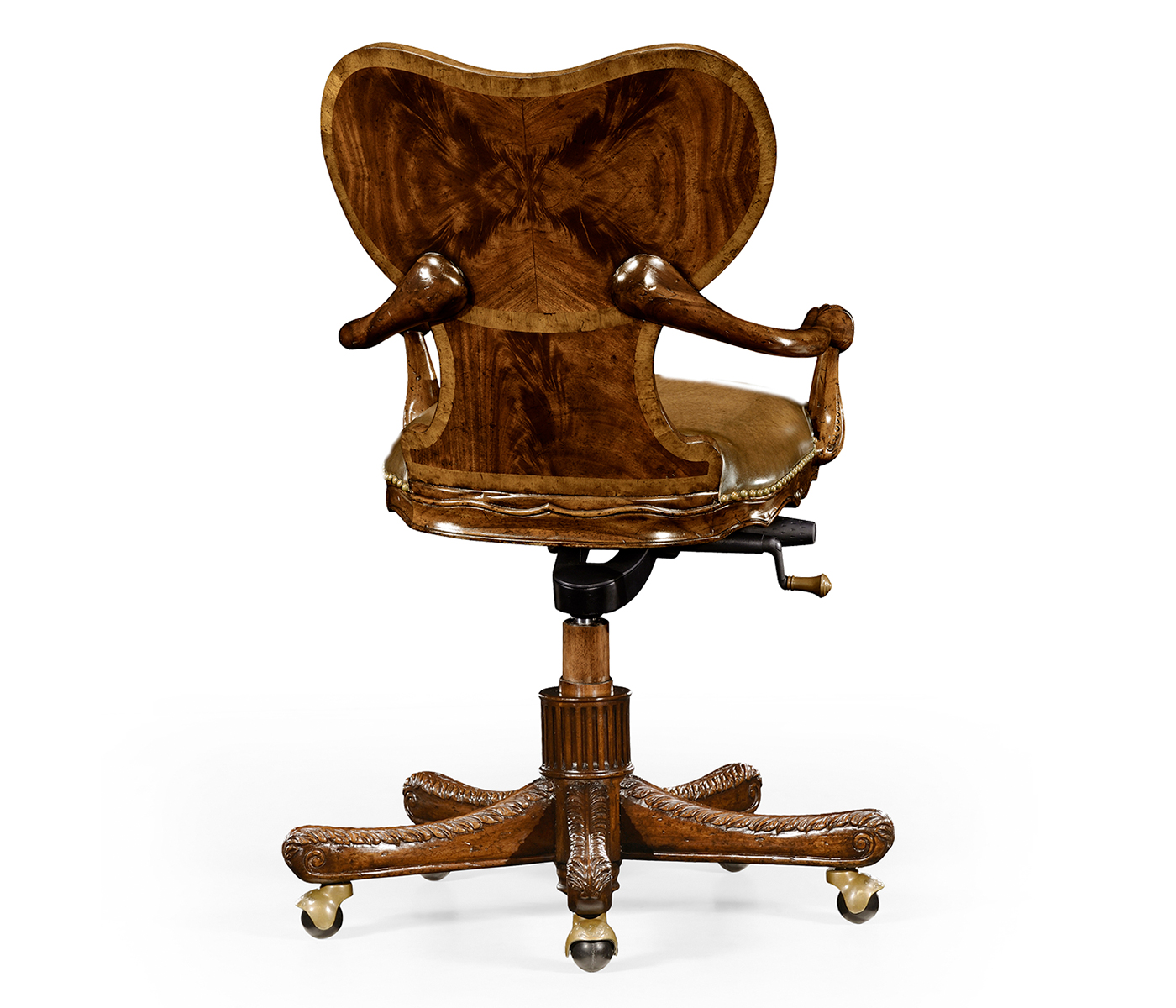 Double Lobed Shaped Mahogany Office Chair