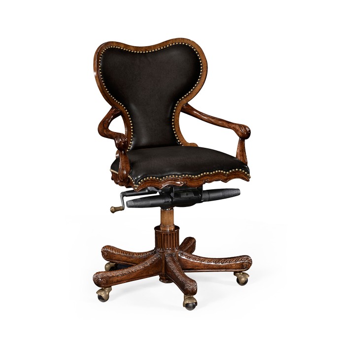 Double Lobed Shaped Mahogany Office Chair