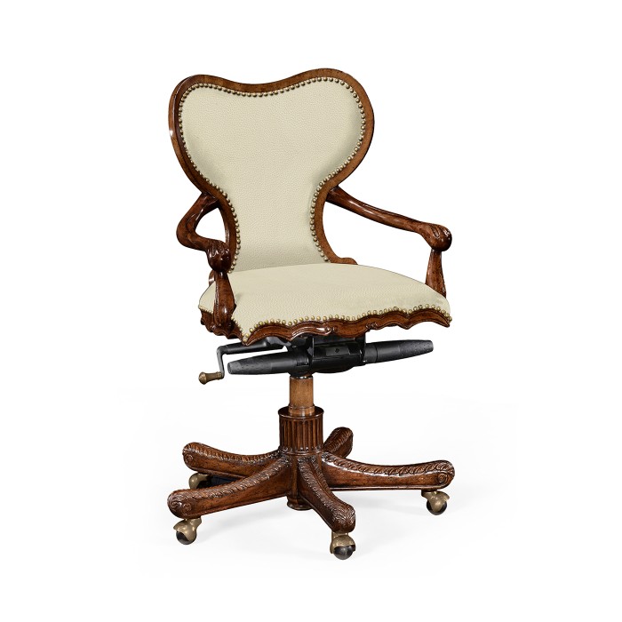 Double Lobed Shaped Mahogany Office Chair
