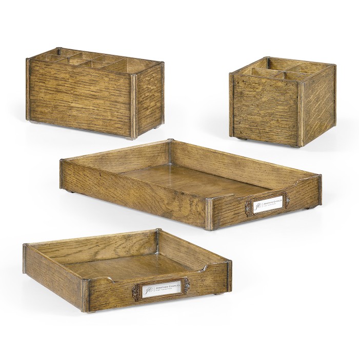 Natural Oak Stationery Organiser Set