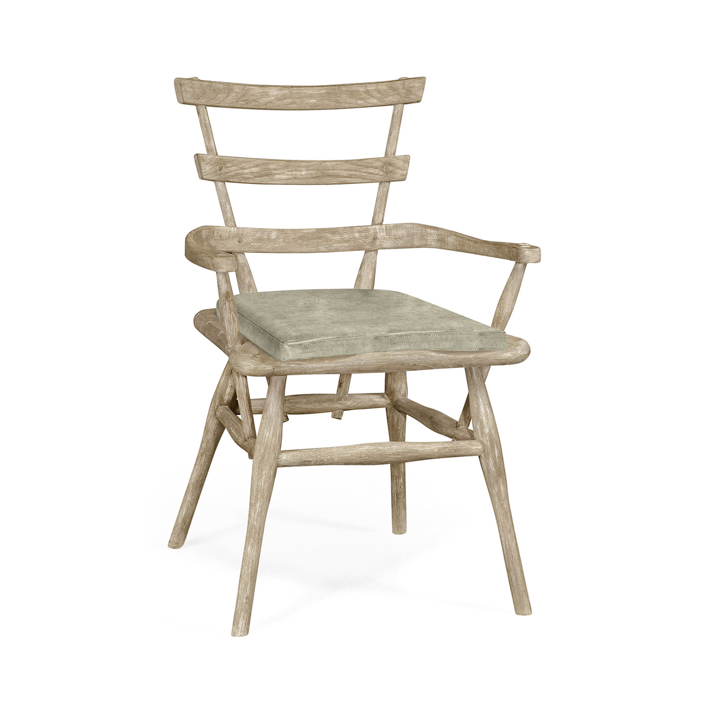 Country Style Grey Oak Arm Chair with Cushion