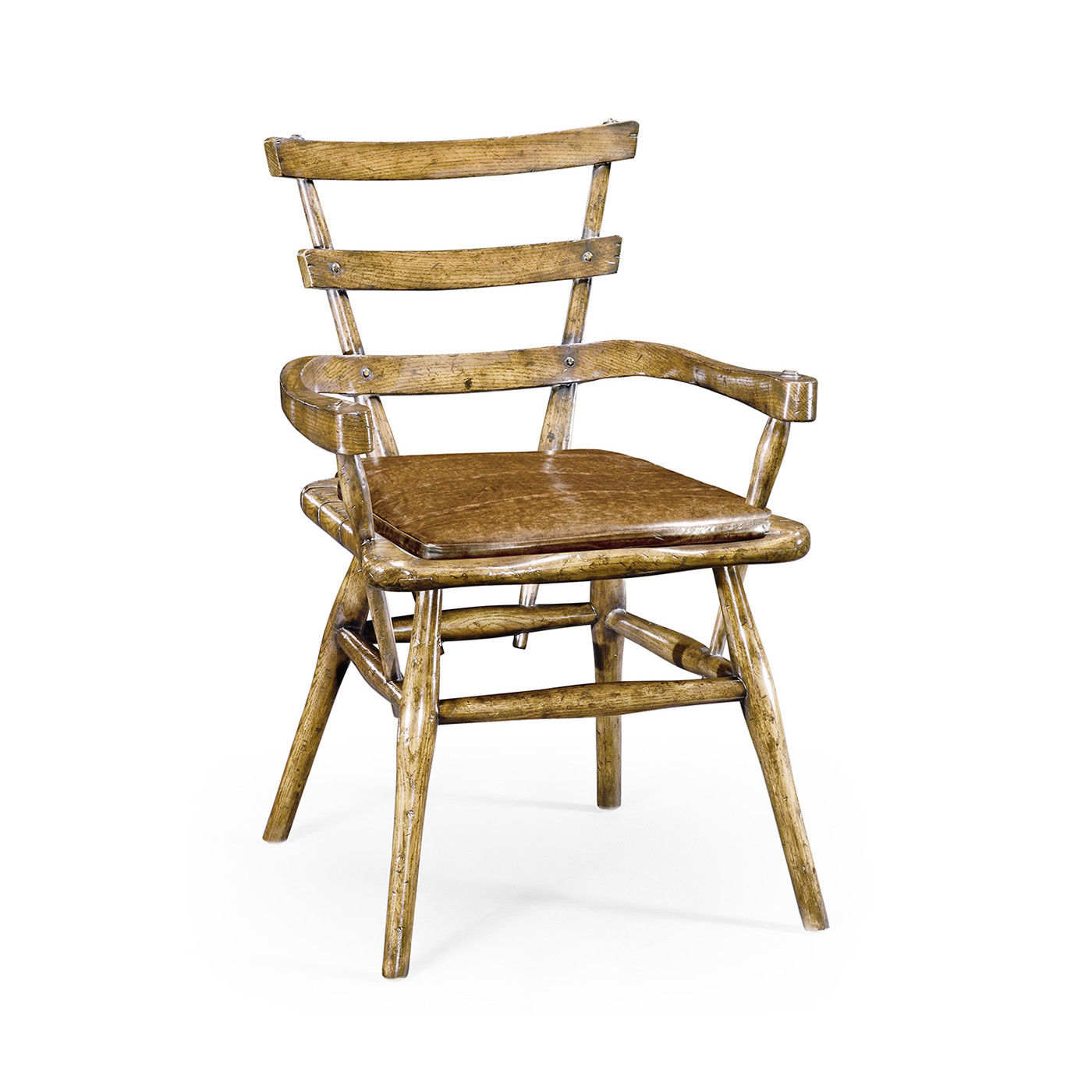 Country Style Natural Oak Arm Chair with Cushion