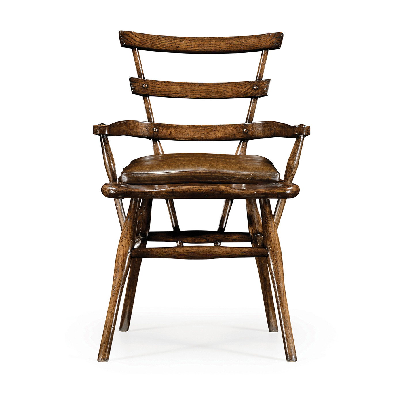 Country Style Dark Oak Arm Chair with Cushion