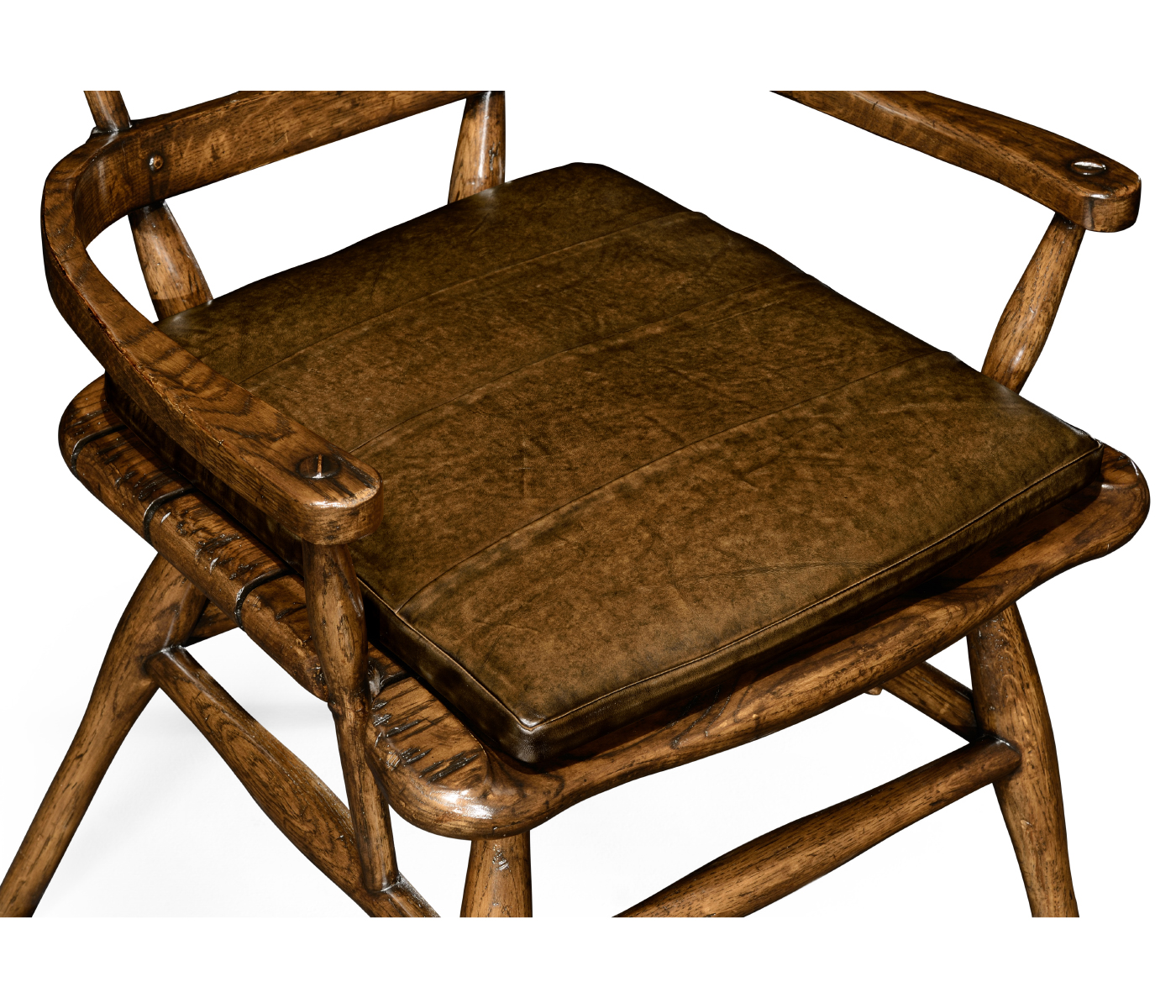 Country Style Dark Oak Arm Chair with Cushion