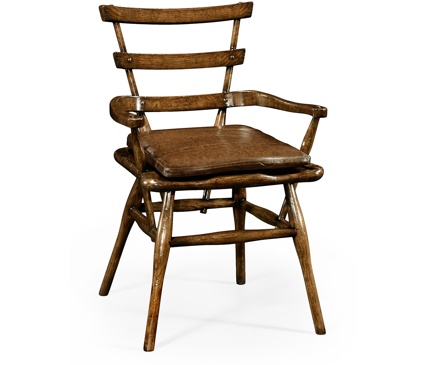 Country Style Dark Oak Arm Chair with Cushion