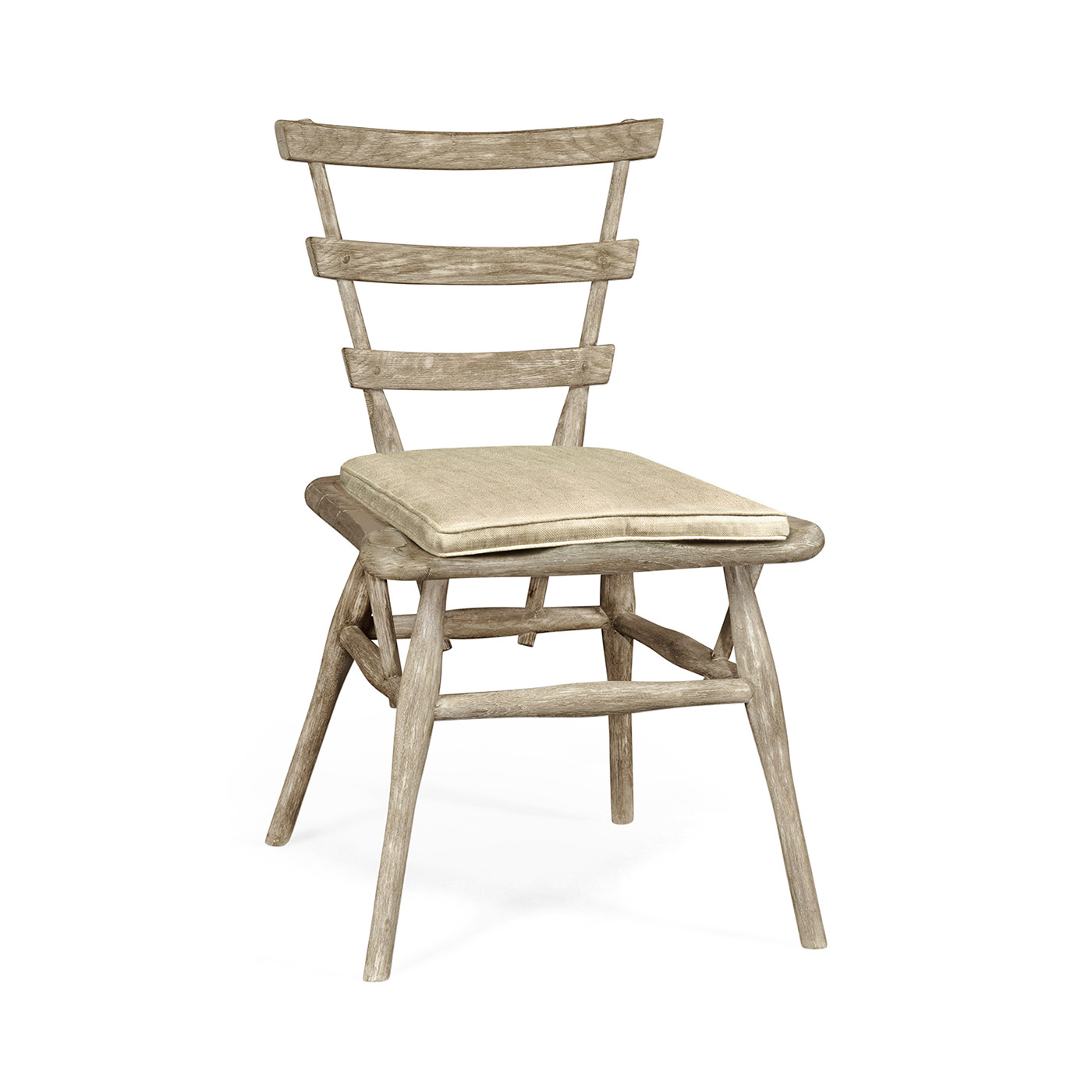 Country Style Grey Oak Side Chair With Cushion