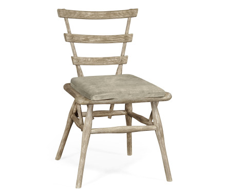Country Style Grey Oak Side Chair With Cushion