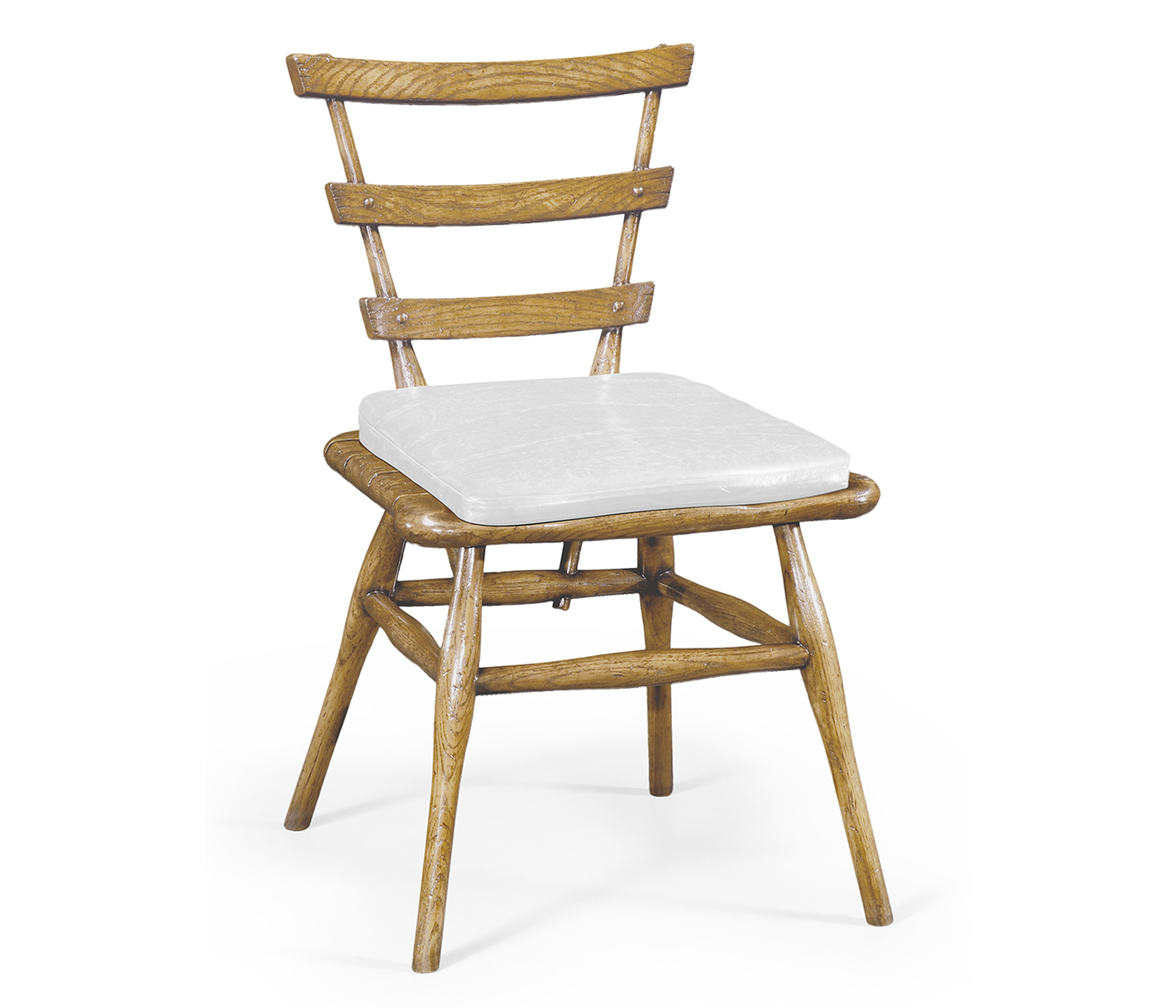 Country Style Natural Oak Side Chair With Cushion