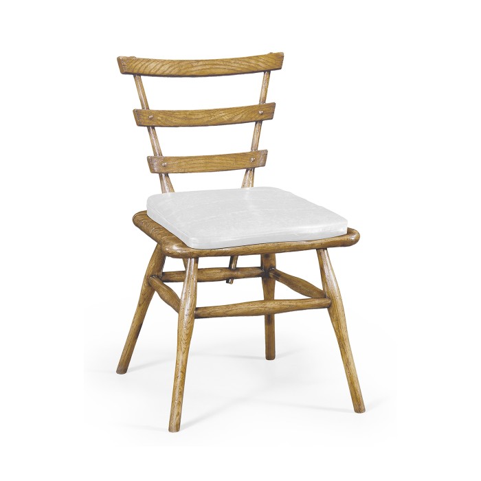 Country Style Natural Oak Side Chair With Cushion