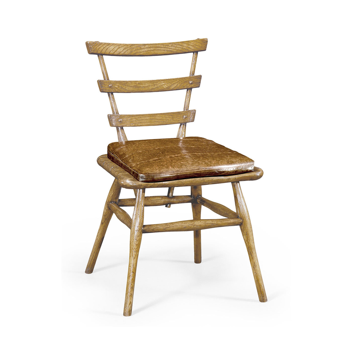 Country Style Natural Oak Side Chair With Cushion
