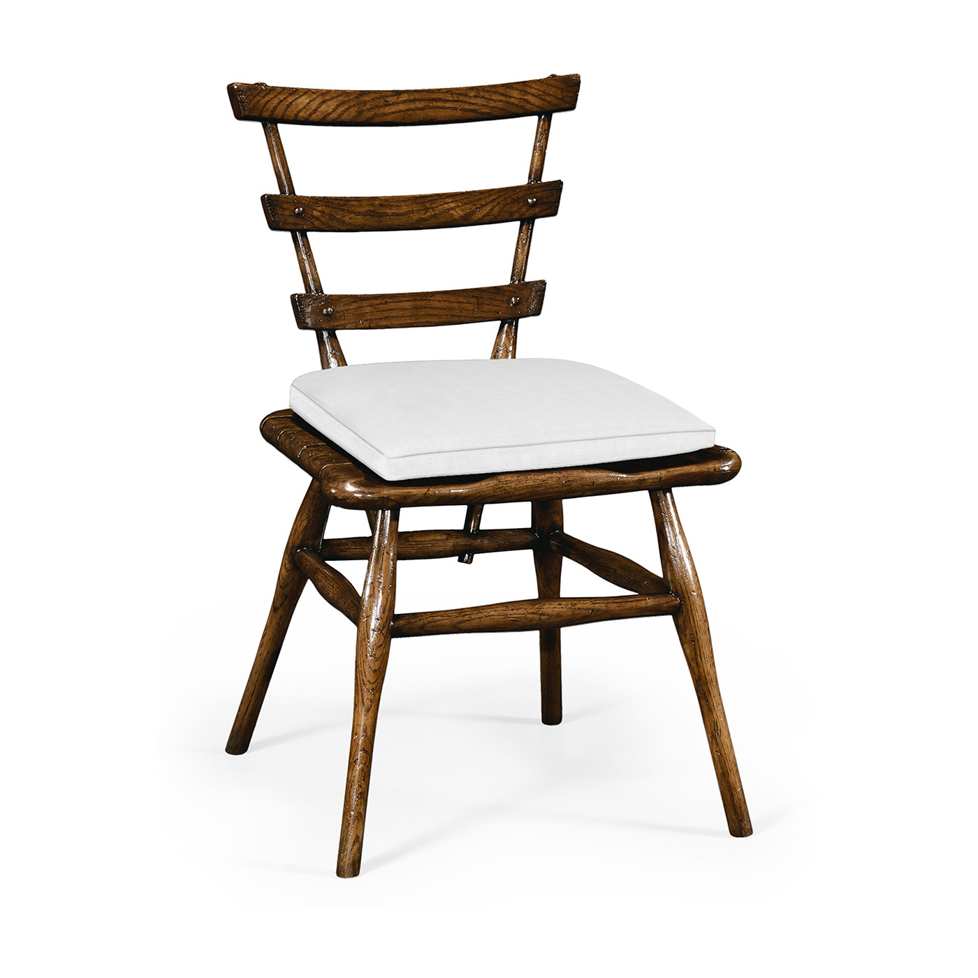 Country Style Dark Oak Side Chair With Cushion