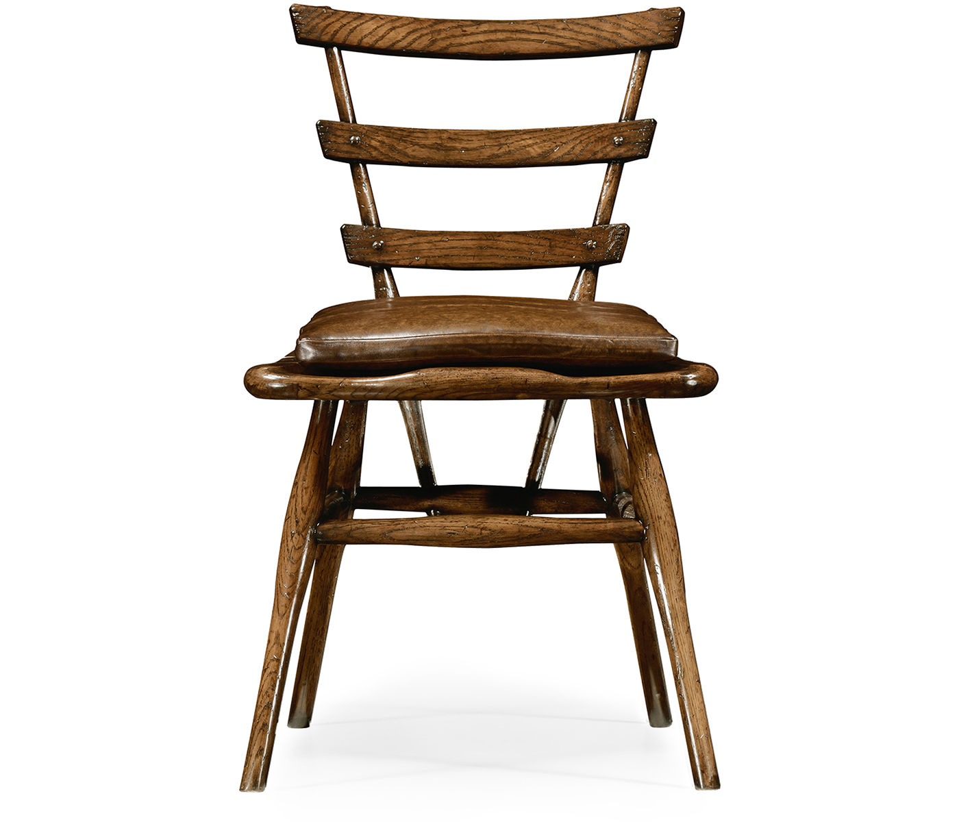 Country Style Dark Oak Side Chair With Cushion