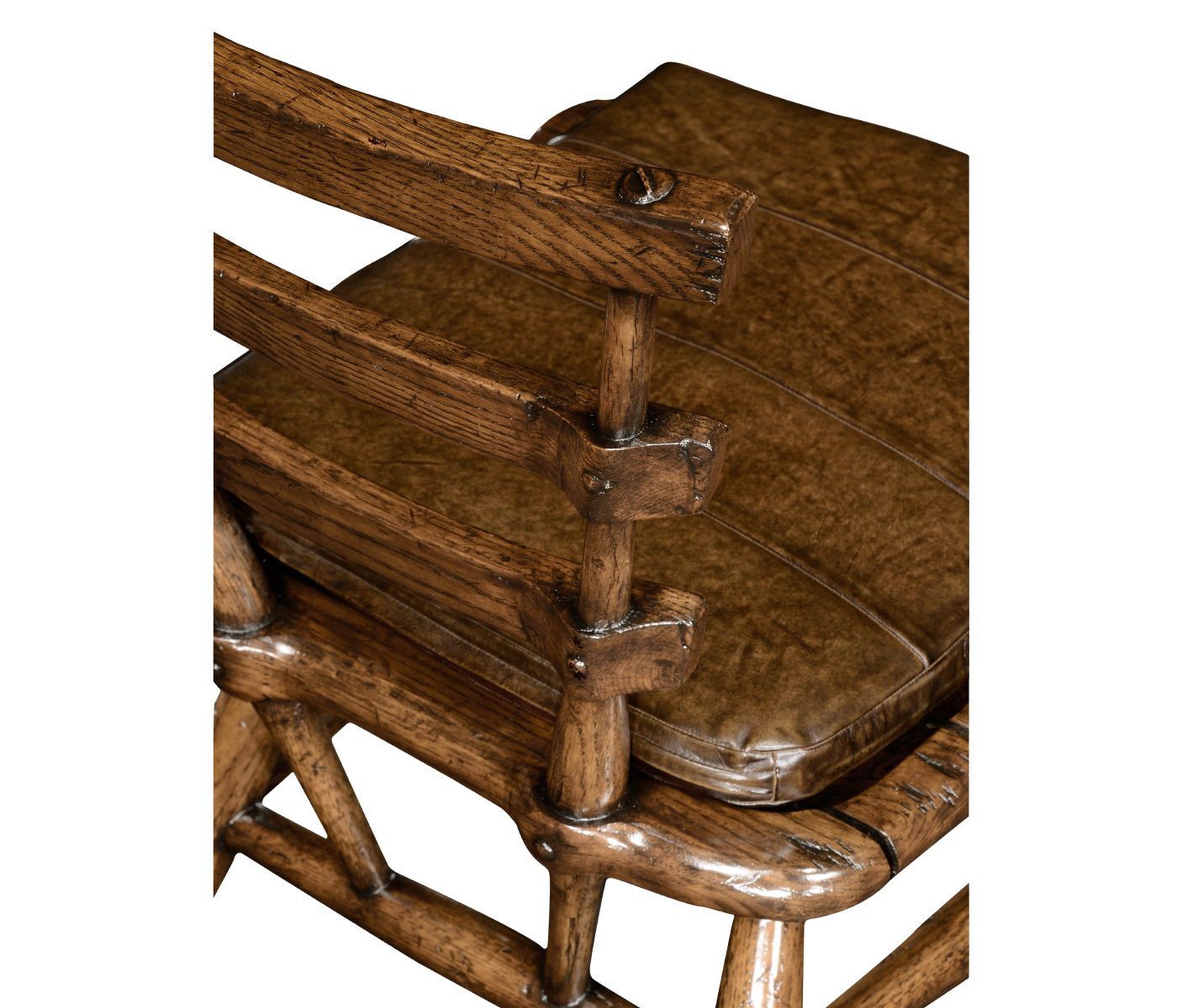 Country Style Dark Oak Side Chair With Cushion