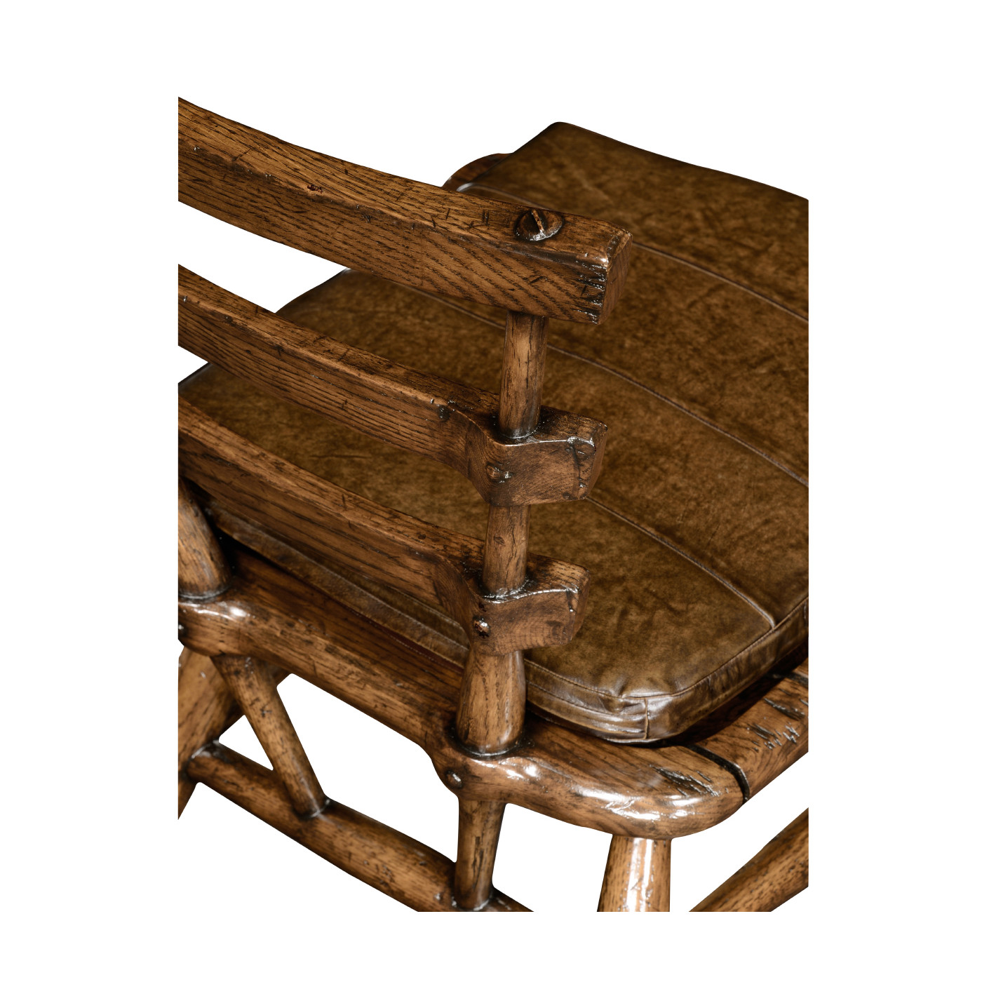 Country Style Dark Oak Side Chair With Cushion