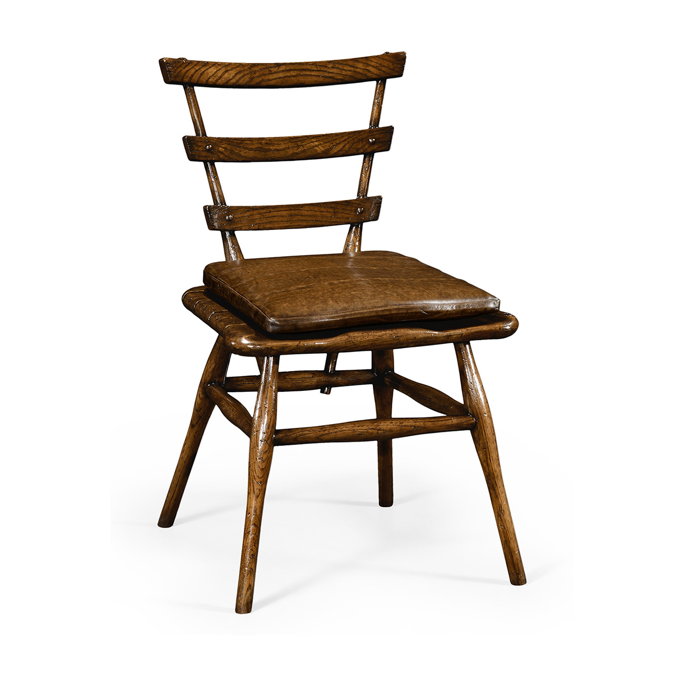 Country Style Dark Oak Side Chair With Cushion