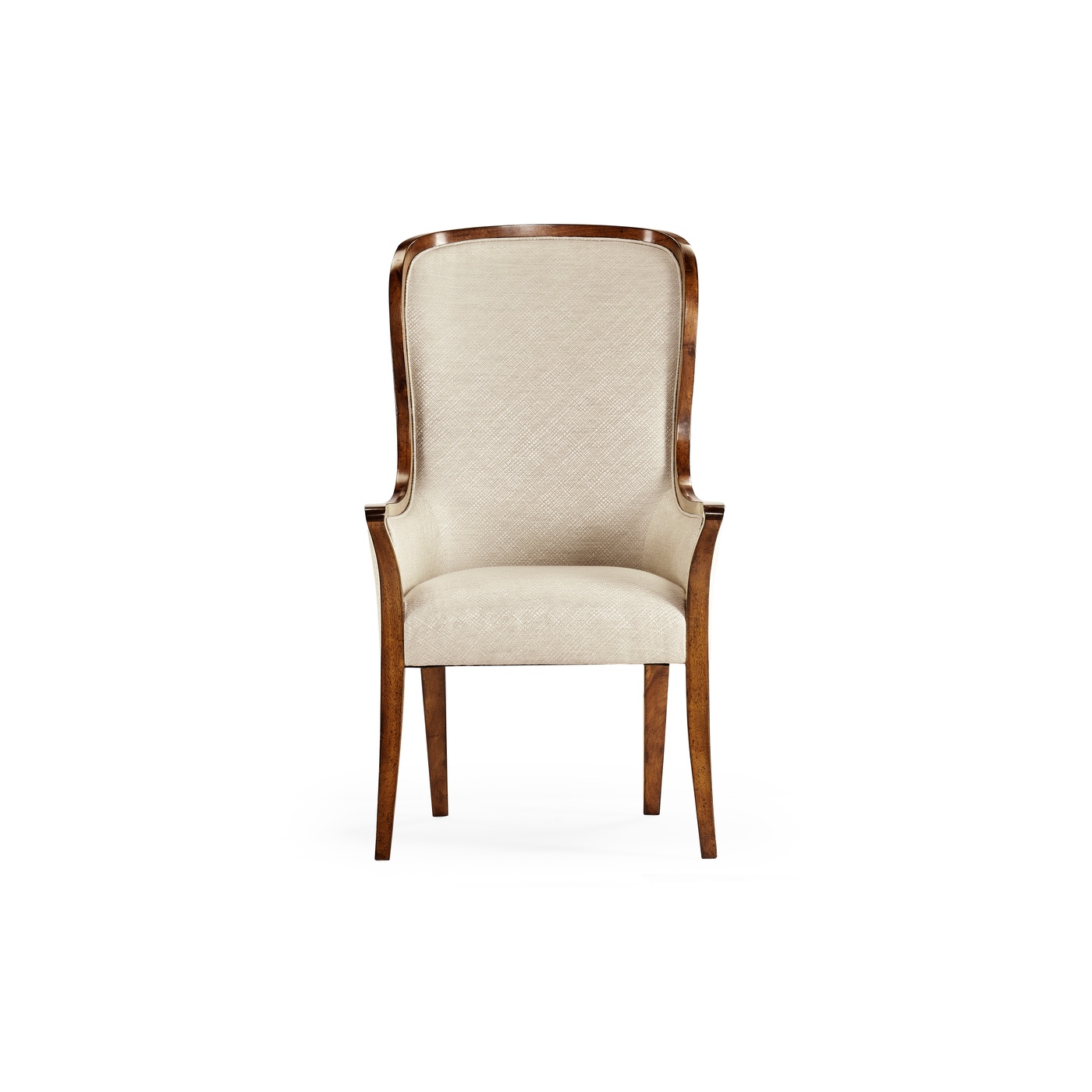 High Curved Back Walnut Dining Arm Chair