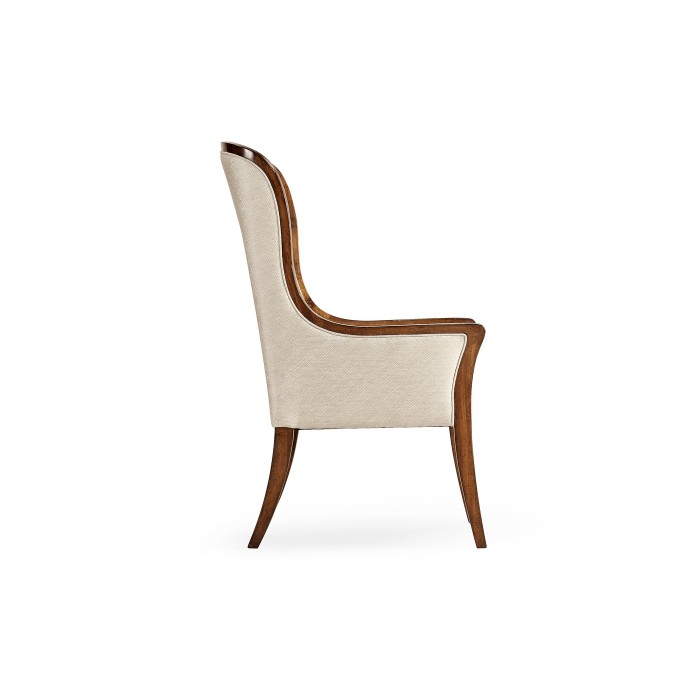 High Curved Back Walnut Dining Arm Chair