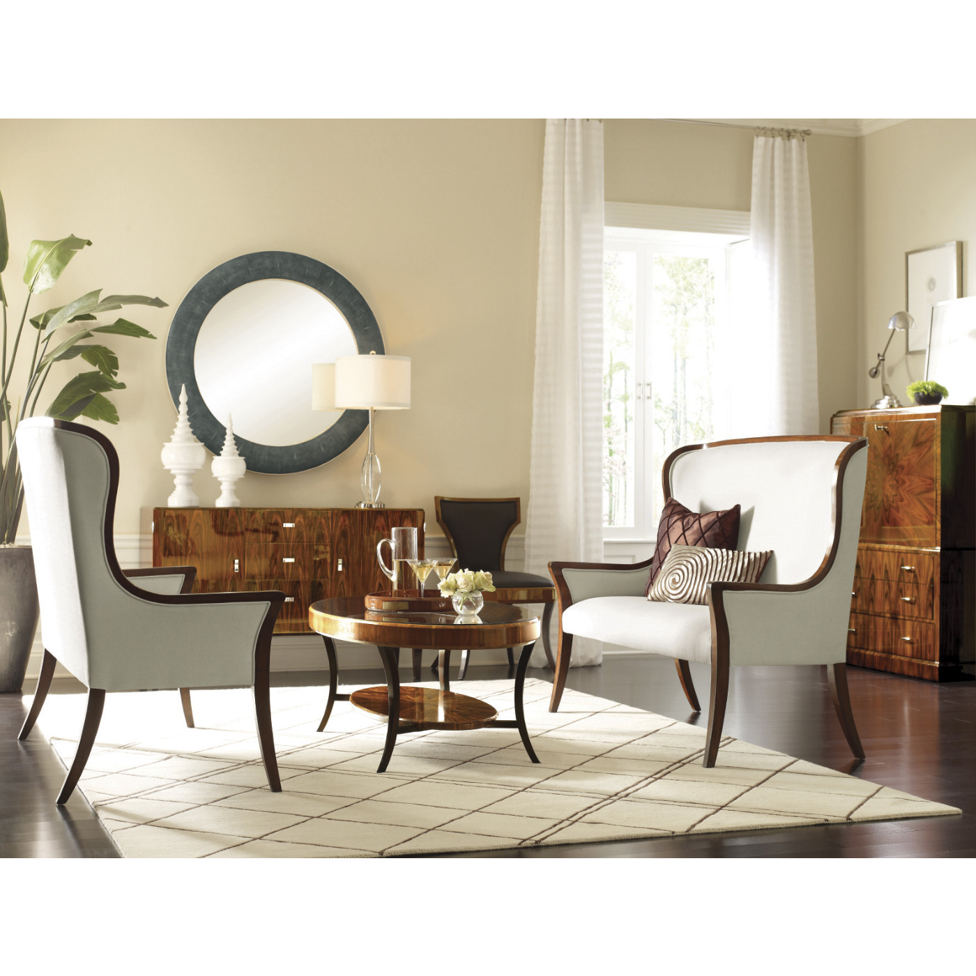 High Curved Back Walnut Dining Arm Chair