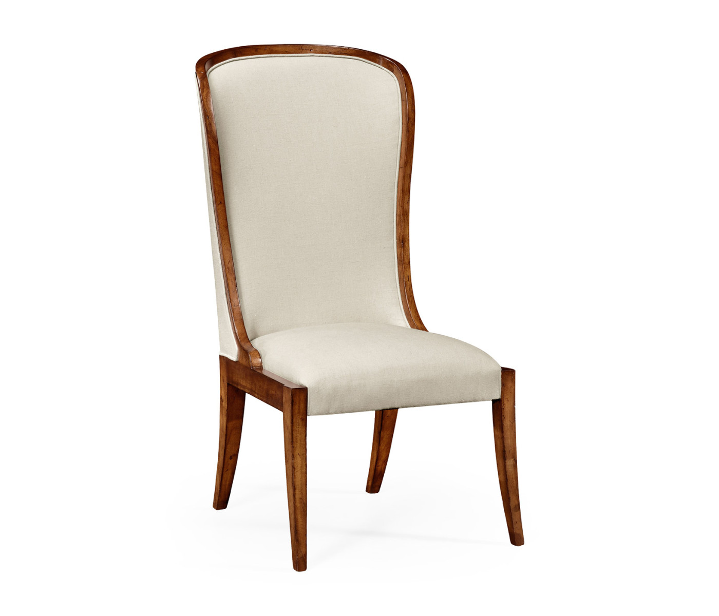 High Curved Back Walnut Dining Side Chair