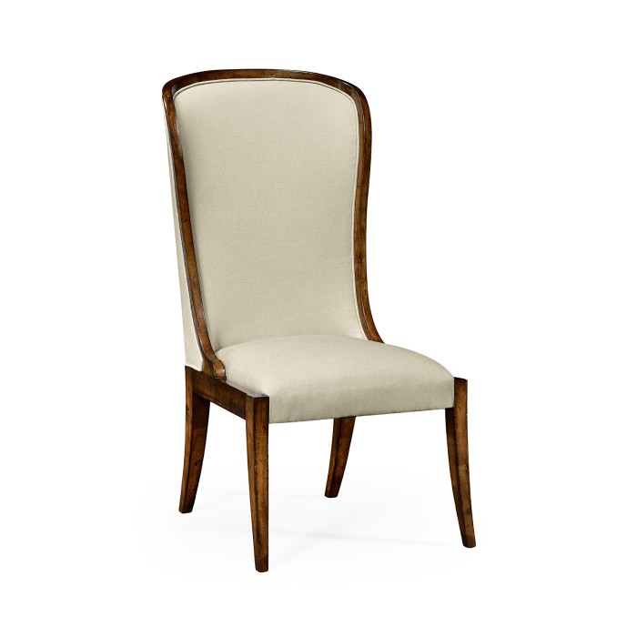 High Curved Back Walnut Dining Side Chair