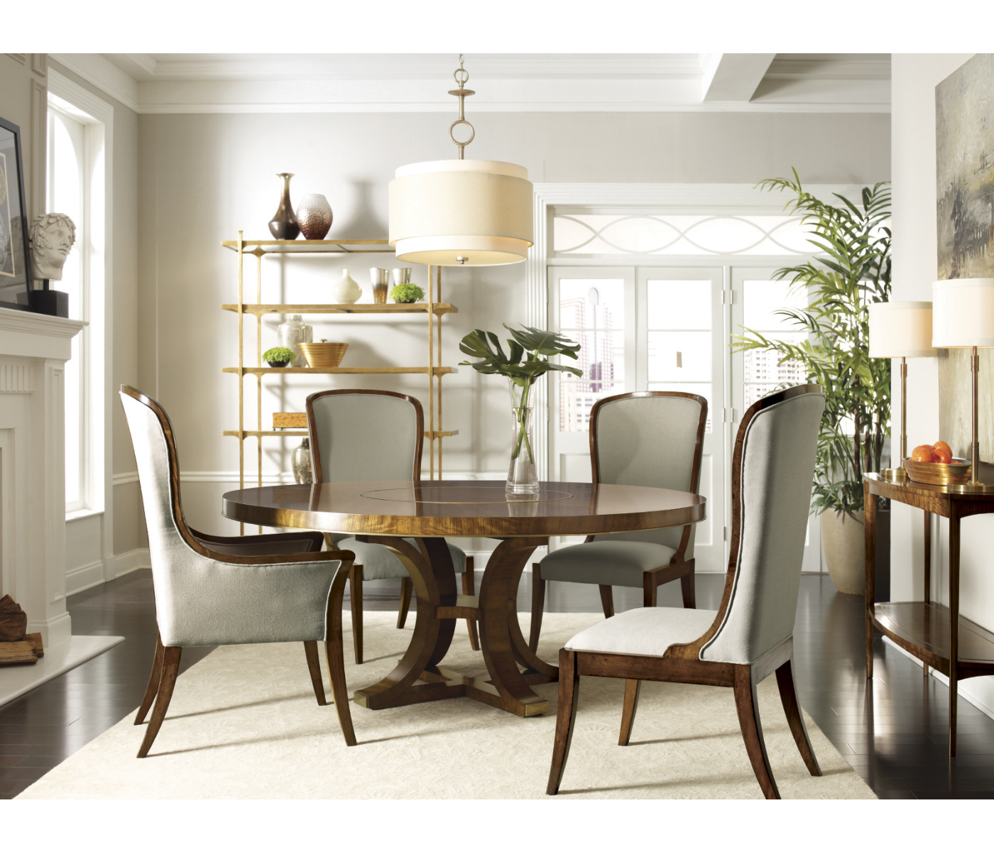 High Curved Back Walnut Dining Side Chair