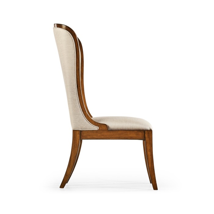 High Curved Back Walnut Dining Side Chair