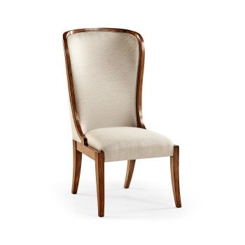 High Curved Back Walnut Dining Side Chair