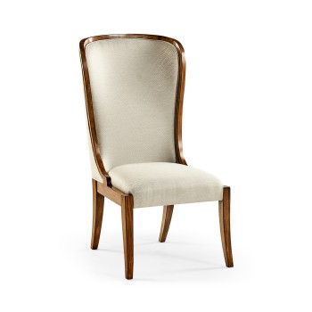 High Curved Back Walnut Dining Side Chair
