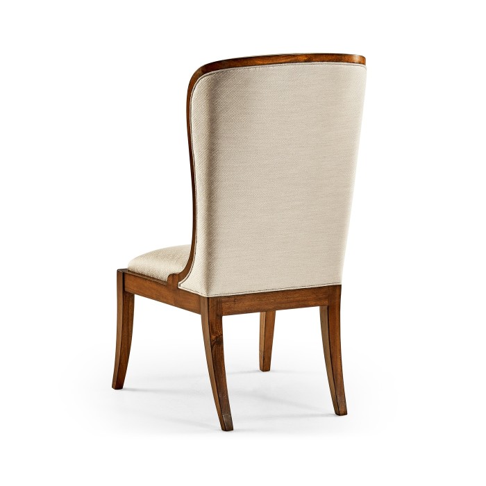 High Curved Back Walnut Dining Side Chair