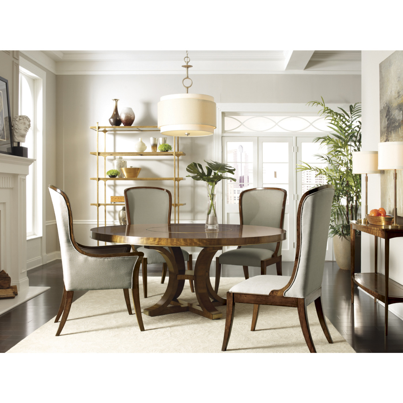 High Curved Back Walnut Dining Side Chair