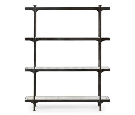 Églomisé & Bronze Iron Four Tier-Étagère