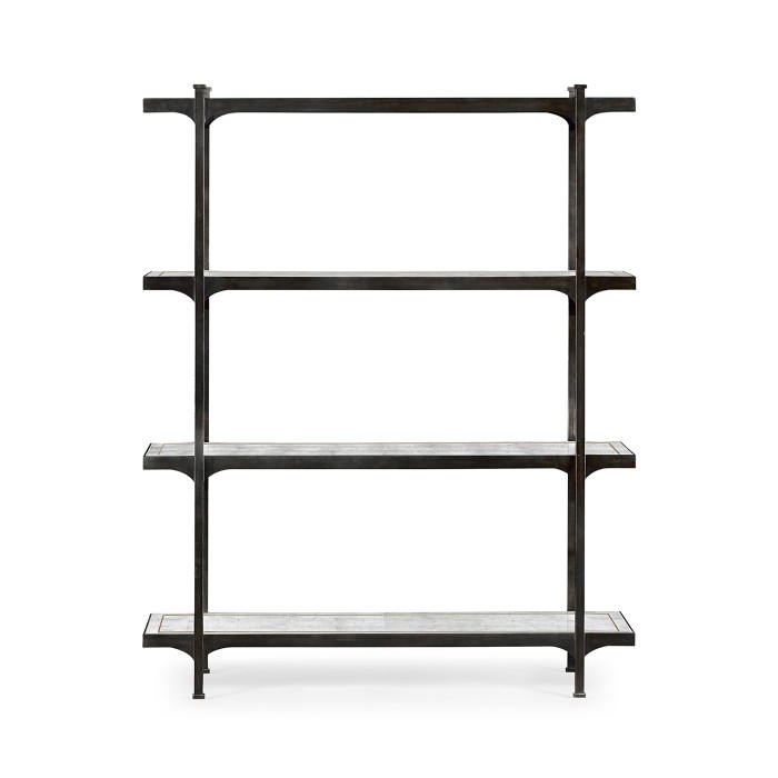 Églomisé & Bronze Iron Four Tier-Étagère