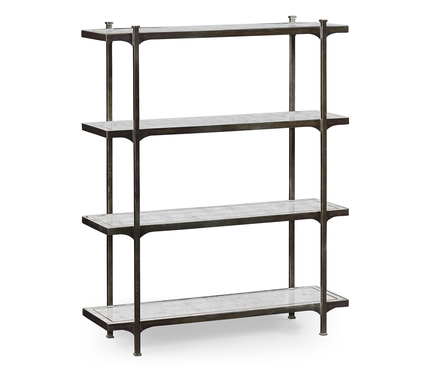 Églomisé & Bronze Iron Four Tier-Étagère