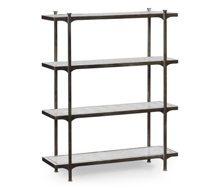 Églomisé & Bronze Iron Four Tier-Étagère