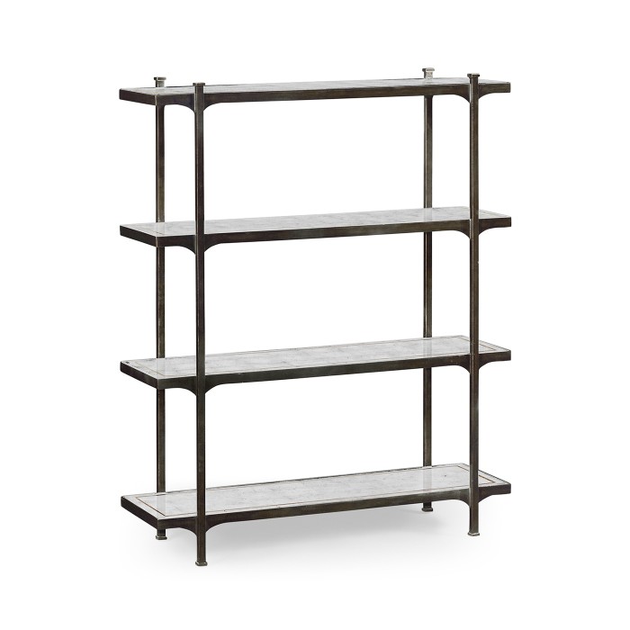 Églomisé & Bronze Iron Four Tier-Étagère
