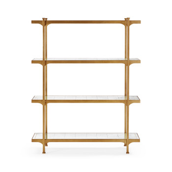 Églomisé & Gilded Iron Four-Tier Étagère