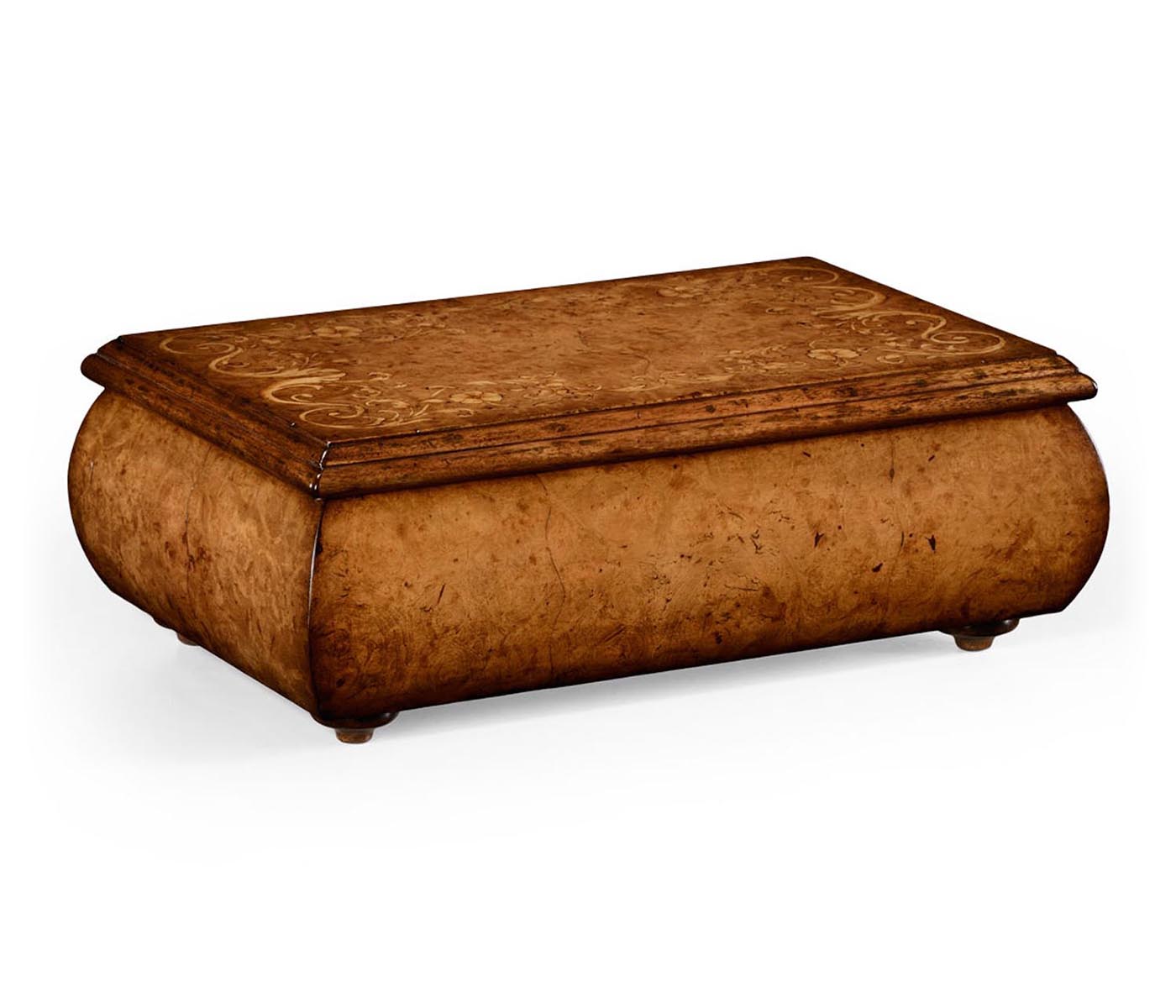 Burl Walnut Rectangular Inlaid Lidded Box