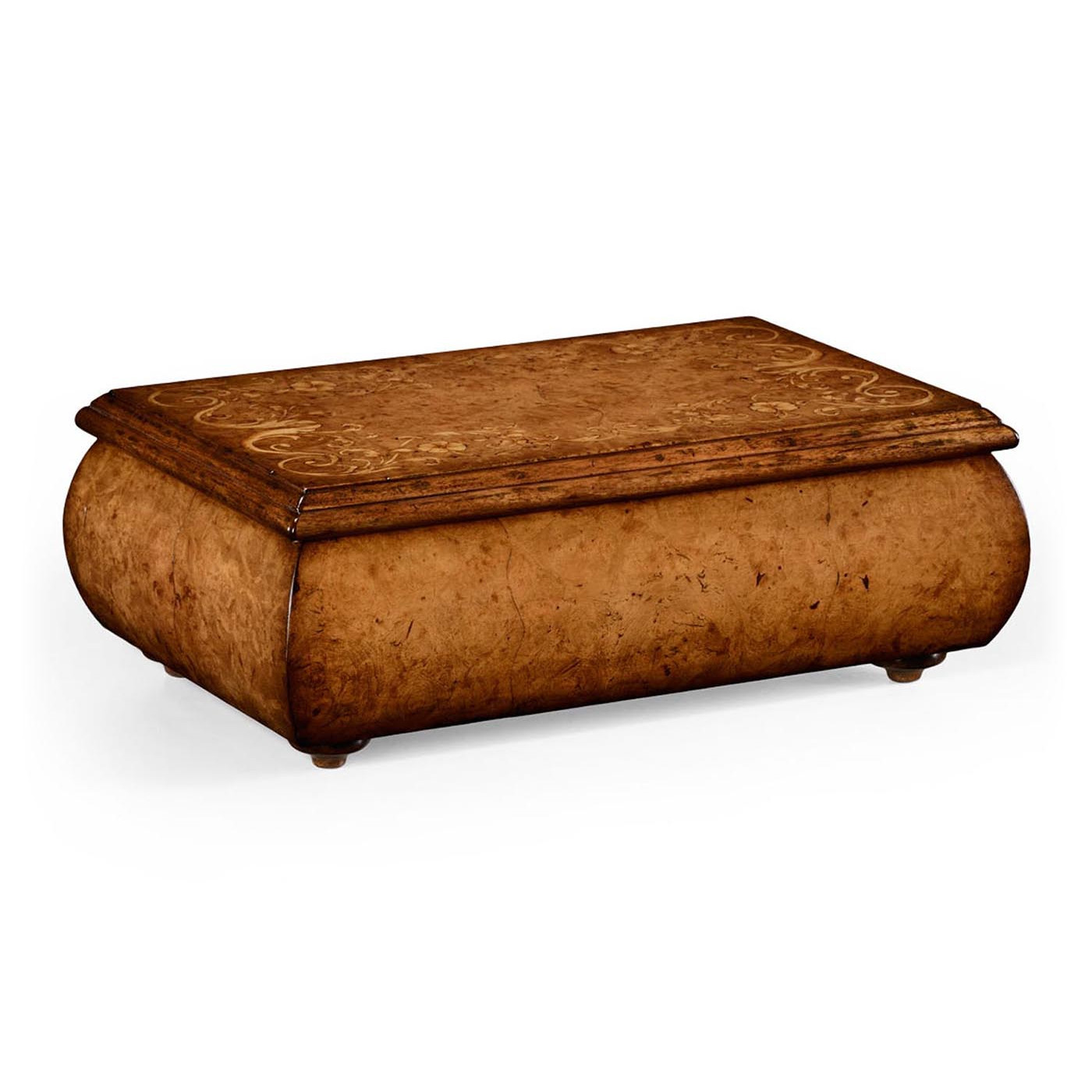 Burl Walnut Rectangular Inlaid Lidded Box