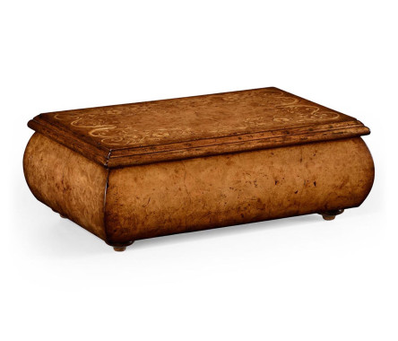 Burl Walnut Rectangular Inlaid Lidded Box