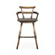 Dark Brown Oak Arm Bar Stool with Studded Haven Leather Seat