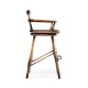 Dark Brown Oak Arm Bar Stool with Studded Haven Leather Seat