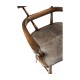 Dark Brown Oak Arm Bar Stool with Studded Haven Leather Seat