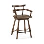 Dark Brown Oak Arm Counter Stool with Studded Haven Leather Seat