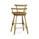 Natural Oak Arm Bar Stool with A Studded Antique Chestnut Leather Seat