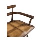 Dark Oak Arm Bar Stool with A Studded Dark Antique Leather Seat