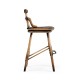 Dark Brown Oak Side Bar Stool with Studded Haven Leather Seat