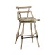 Grey Oak Side Bar Stool with a Studded Dark Grey Leather Seat