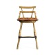Natural Oak Side Bar Stool with a Studded Antique Chestnut Leather Seat